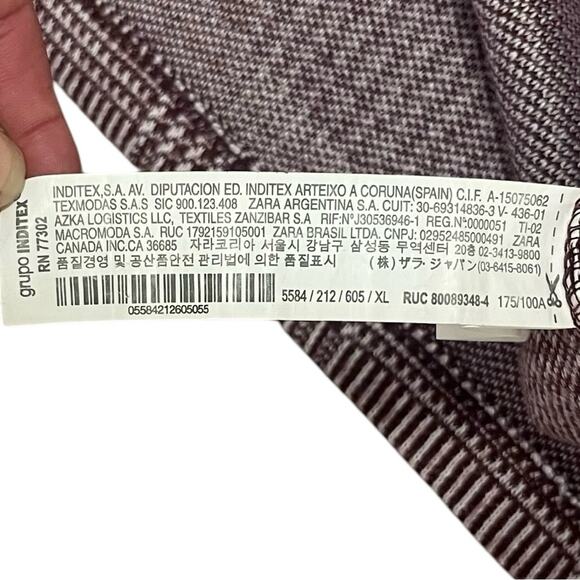 ZARA W/B Womens XL Maroon Cream Boat Neck Long Sleeve Tunic Sweater Basic Lounge - Picture 6 of 7